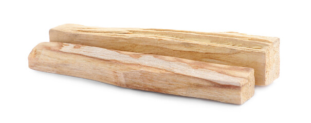 Two palo santo sticks on white background