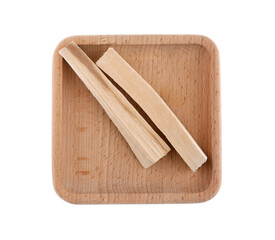 Palo santo sticks on white background, top view
