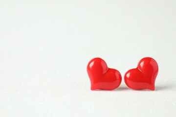 Red decorative hearts on white background, space for text. Happy Valentine's day
