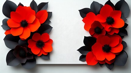 Vivid Red and Black Paper Flowers Design