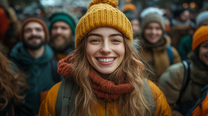 Joyful gathering of friends in vibrant attire celebrating St. Patrick's Day with laughter and cheer