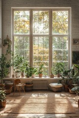 Sunlit Room with Plants and Large Window