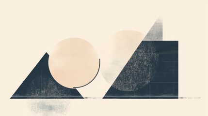 Abstract geometric shapes featuring soft colors and layered textures for modern design projects