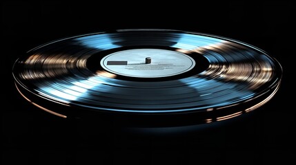 A classic black vinyl record with a red label. The record is isolated on a black background. Perfect for music, nostalgia, and retro concepts.