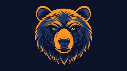 114.A strong vector of a bear's head, ideal for a logo or mascot. The image features smooth lines, making it sharp and recognizable. The bearâ€™s face is depicted with intense eyes, and the design is