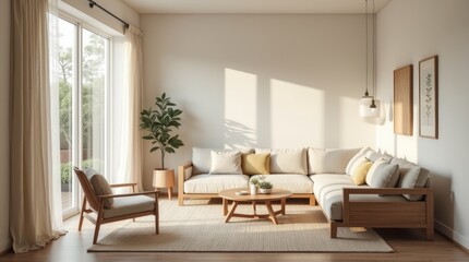 Fototapeta premium Elegant Japandi Living Room