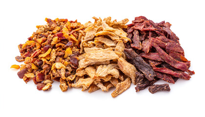 Mix of dried meat Jerky . From chicken , beef and pork. Beer snacks