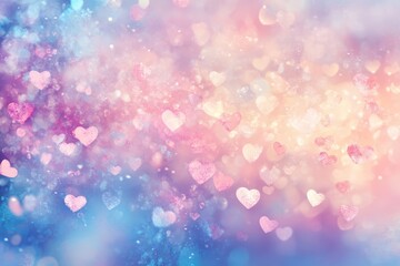 Pastel Pink Blue Purple Glitter Hearts Background