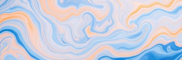 Fototapeta premium A stunning example of abstract art featuring soft blue and orange hues that blend together in a beautiful swirling pattern, abstract art, visual interest, vibrant colors