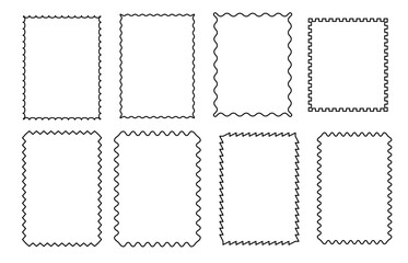 wavy edge rectangle frames editable stroke. wiggly border set for present card, gift card, poster, web, app, ui, wrapping paper, picture, stamp etc design	
