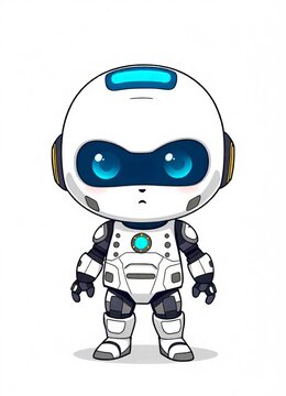 Cute chibi artificial intelligence character isolated white background.