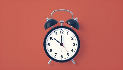 Retro Alarm Clock on a Red Background Illustration 