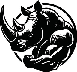 Rhino Logo Design Sports Esport Mascot Character Design Cartoon Vector Art