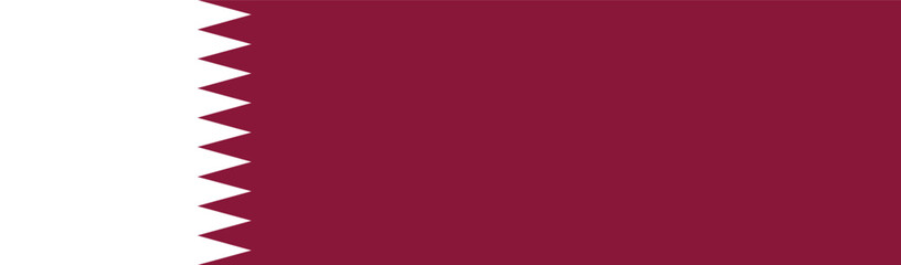 Obraz premium Flag of Qatar. Flag icon. Standard color. A long banner. Rectangle icon. Computer illustration. Digital illustration. Vector illustration.