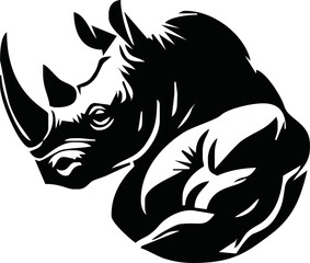 Rhino Logo Design Sports Esport Mascot Character Design Cartoon Vector Art