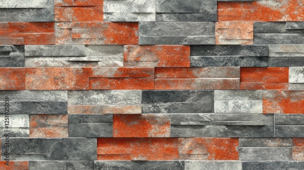 Poster distressed brickwork pattern with orange accents, creating a dynamic texture