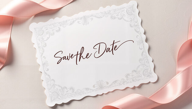 Elegant wedding invitation design with "Save the Date", romantic charm