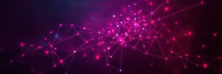 Fototapeta premium Abstract network, glowing pink digital connections with a futuristic data flow effect on a dark cyberspace background..