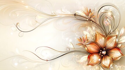 Elegant Golden Floral Design With Swirling Background