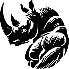 Rhino Logo Design Sports Esport Mascot Character Design Cartoon Vector Art