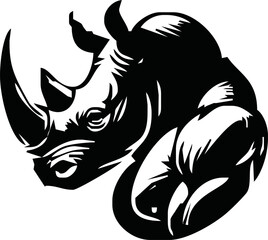Rhino Logo Design Sports Esport Mascot Character Design Cartoon Vector Art