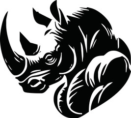 Rhino Logo Design Sports Esport Mascot Character Design Cartoon Vector Art