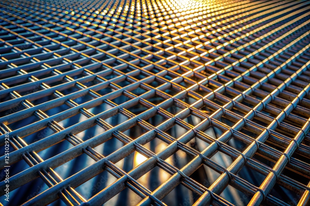 Canvas Prints metallic grid showcasing geometric pattern and steel texture