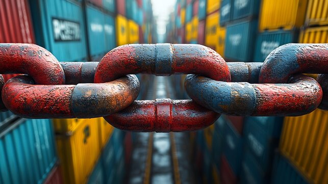 Transport restriction with unbreakable chain preventing access to maritime container yard