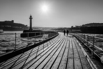 A bracing winter walk on the pier at Whitby