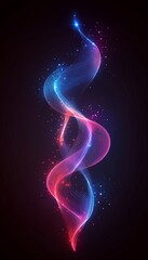 Abstract Intertwined Waves with a Rich Color Gradient, on a Deep Black Background, Flowing Curves
