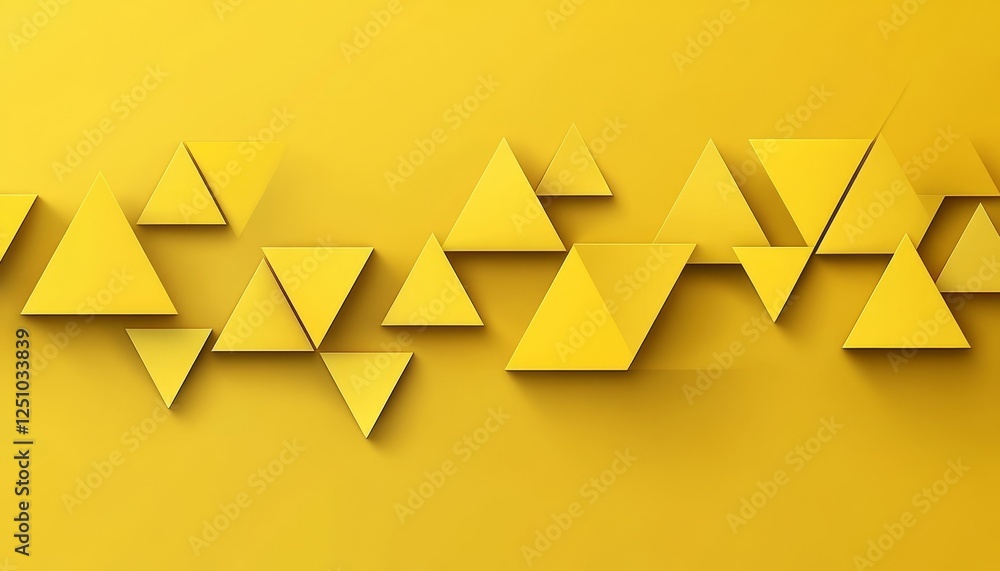 Poster abstract background, dynamic with sharp edged triangles in bright yellow, seamless pattern