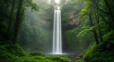 Tropical Paradise: A Stunning Rainforest Waterfall
