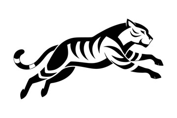 Obraz premium Tribal tiger jump - vector tattoo