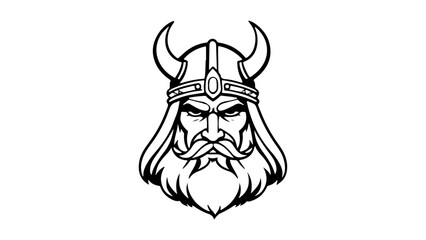 vector illustration of a viking head outline art, simple icon of a viking