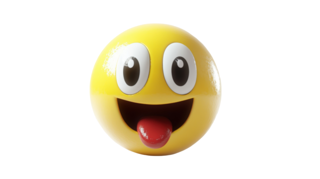 Isolated Yellow Smiling Emoticon with Extended Tongue