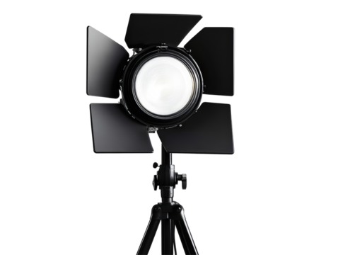 Isolated Studio Fresnel Light with Barn Doors