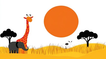Fototapeta premium Colorful Safari Scene
