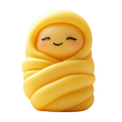 Adorable 3D Render of a Happy Baby Wrapped in a Yellow Blanket
