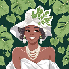 Beautiful African American Princess, Alpha Kappa Alpha Inspired, Black Girl Art, Black Woman Art, Sorority, Pearls, Ivy Leaf, Pretty in Pink