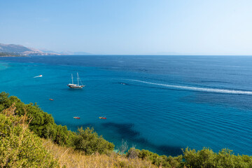 Albania, Vlorë County, Gjipe Beach - 14 August 2024 - The Albanian coast with the beautiful sea near Gjipe beach