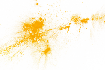 Turmeric powder flying, isolated on white background, clipping path