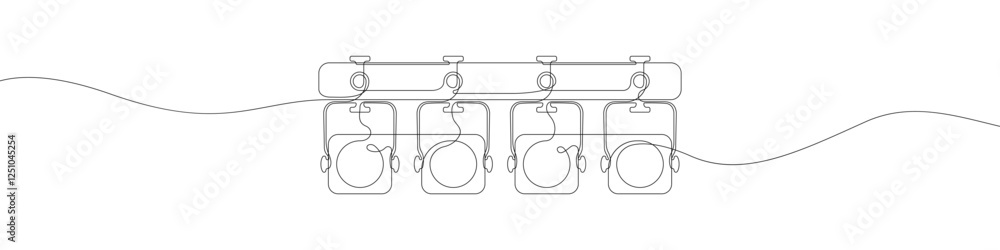 Poster line continuous drawing vector searchlight icon. one line theater spotlight icon vector background. 
