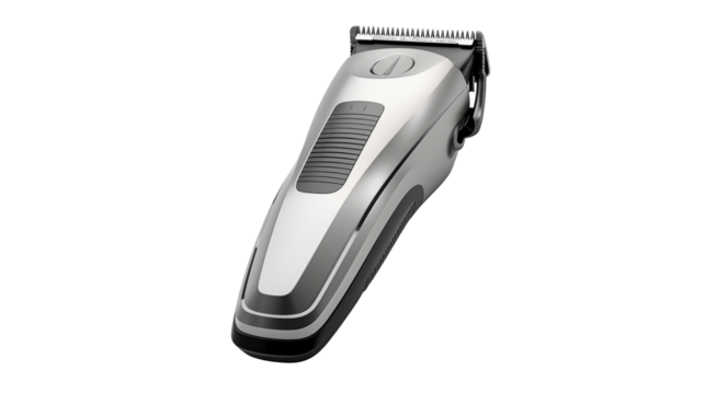 Sleek Modern Hair Clipper for Barber Shop or Home Use Close up Product Shot on Black Background Ideal for Hair Styling Grooming and Mens Fashion Websites