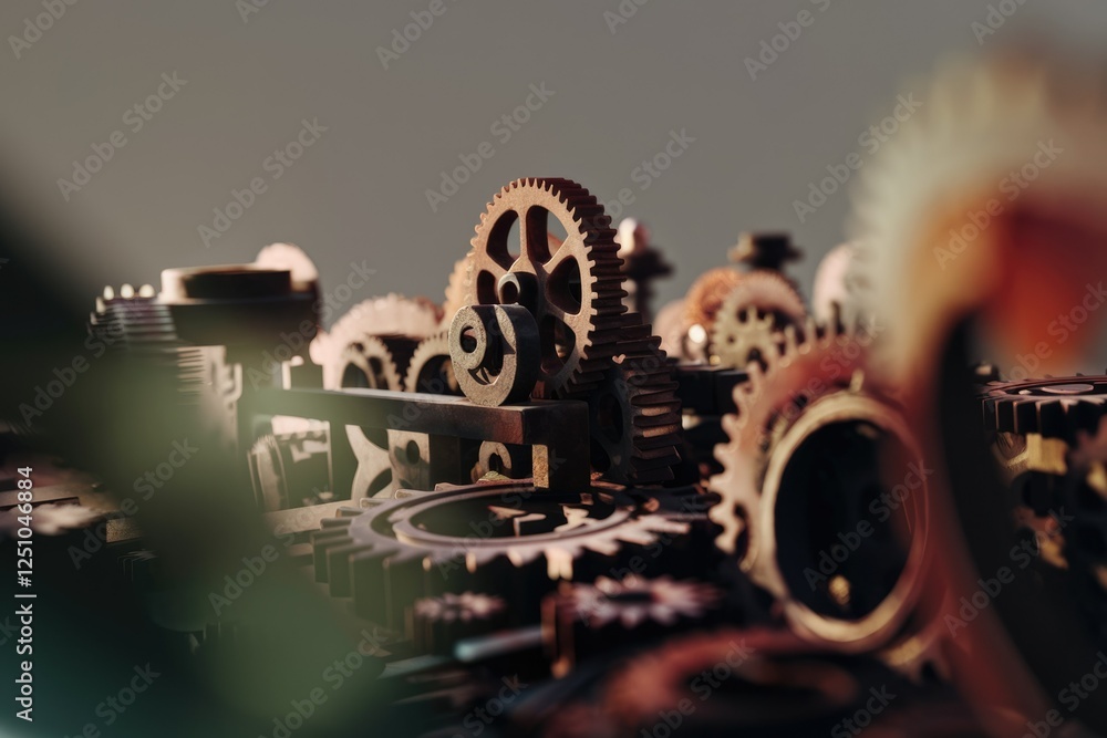 Aufkleber intricate clockwork gears, meticulously arranged, showcasing mechanical artistry and precision engin