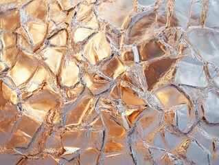 Obraz premium Abstract Metallic Texture with Reflective Gold and Silver Facets Close-up