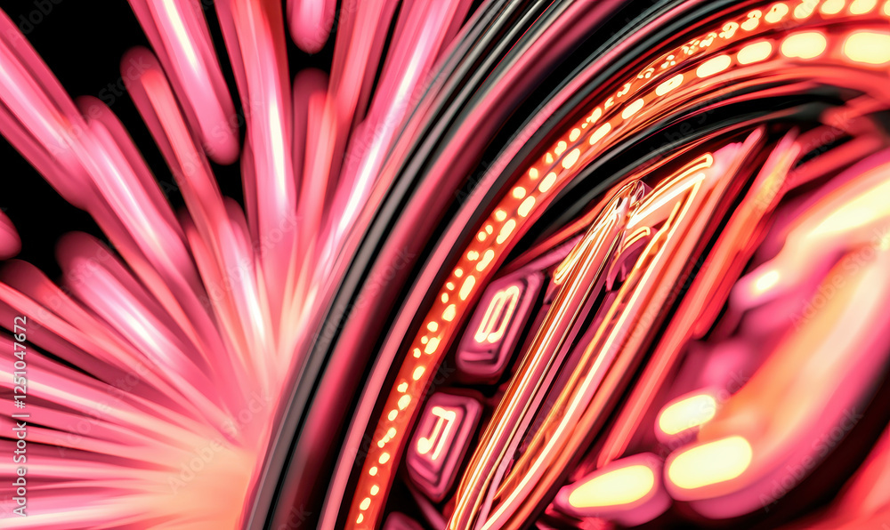Poster exploring the fusion of light and technology: a stunning abstract representation of neon vibrancy wi