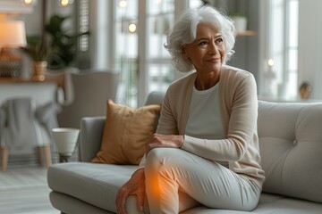 Obraz premium Senior Woman Resting with Knee Pain