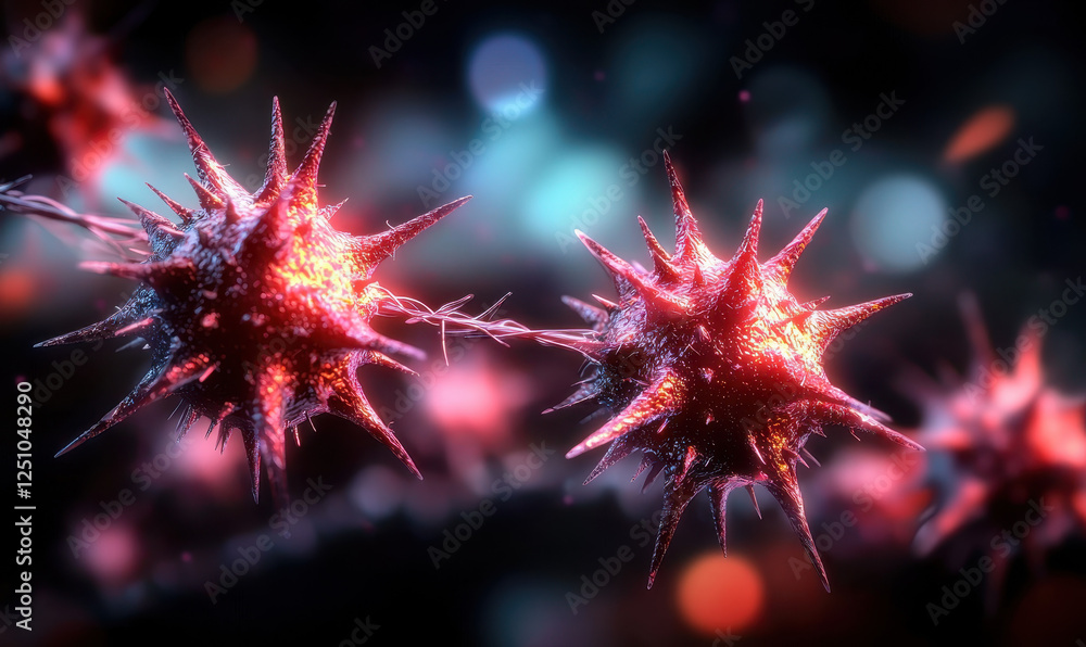 Poster exploring the intricate world of microbiology: a detailed visualization of pathogens and their struc