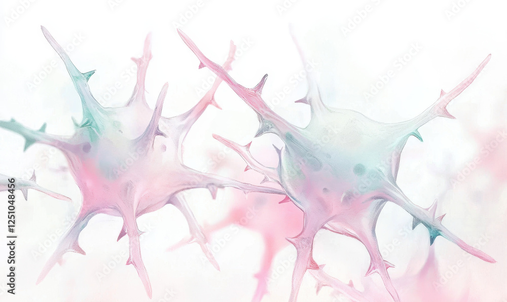 Poster exploring the intricate world of cells: a colorful microscopic view into neurobiology and cellular s