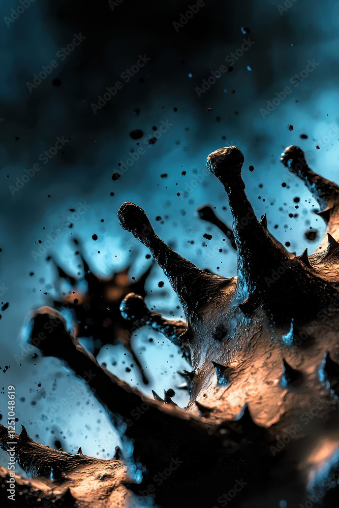 Poster exploring the intricacies of microorganisms: a captivating close-up of viral structures and their im